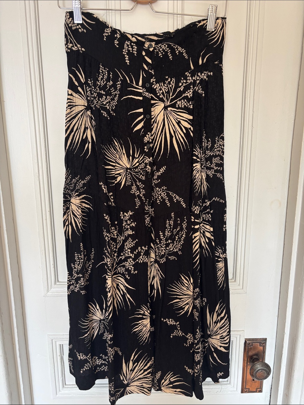 ba&sh Black and Cream Floral Maxi Skirt